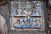 Bagan Myanmar. Dhammayazika pagoda, glazed Jataka plaques. 